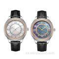 Moder de cuarzo de moda Pearl Watch con cuero para mujeres